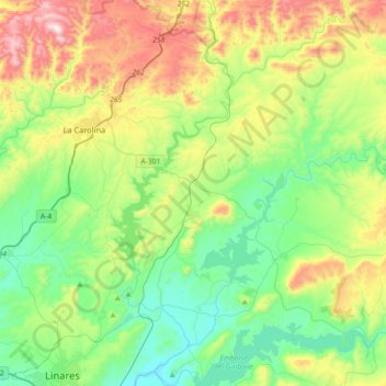 Topografische Karte Vilches, Höhe, Relief