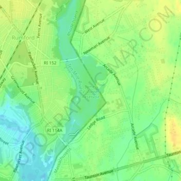 Topografische Karte James V. Turner Reservoir, Höhe, Relief