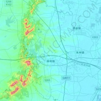 Topografische Karte 薛埠镇, Höhe, Relief