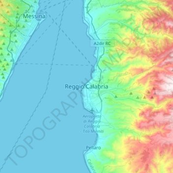Topografische Karte Reggio di Calabria, Höhe, Relief