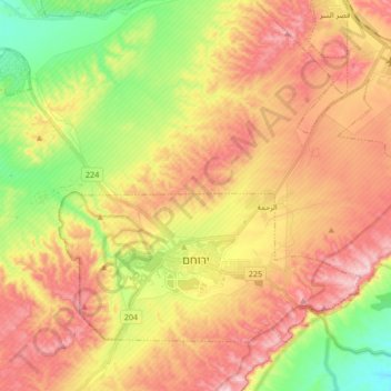 Topografische Karte Yeruham, Höhe, Relief