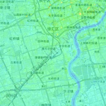 Topografische Karte 徐汇区, Höhe, Relief