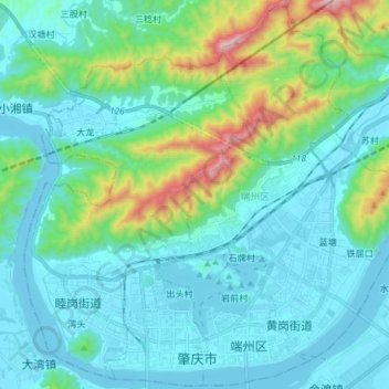Topografische Karte 端州区, Höhe, Relief