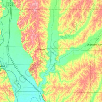 Topografische Karte Fremont County, Höhe, Relief