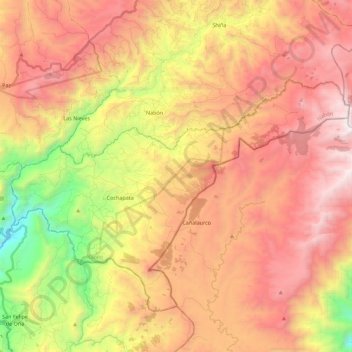 Topografische Karte Área de Bosque y Vegetación Protectora de la Subcuenca Alta del río León y Microcuencas de los ríos San Felipe de Oña y Shincata, Höhe, Relief