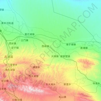 Topografische Karte 古浪县, Höhe, Relief
