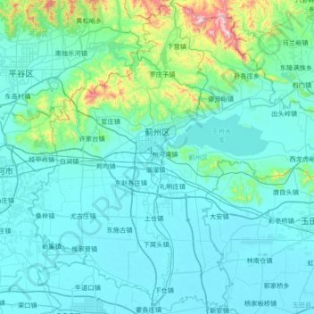 Topografische Karte 蓟州区, Höhe, Relief