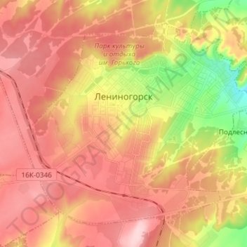 Topografische Karte Leninogorsk, Höhe, Relief