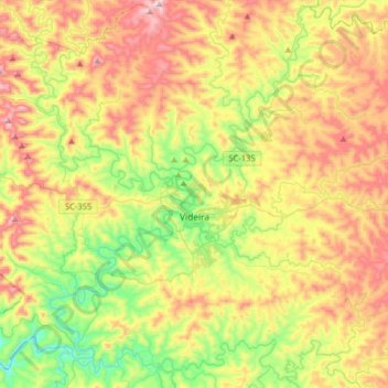 Topografische Karte Videira, Höhe, Relief