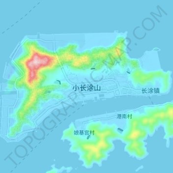 Topografische Karte 小长涂山, Höhe, Relief