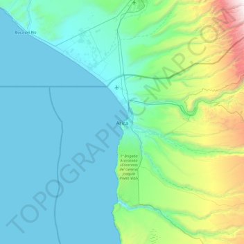 Topografische Karte Arica, Höhe, Relief