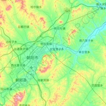 Topografische Karte 双塔区, Höhe, Relief