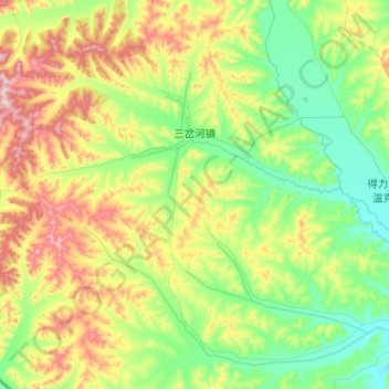 Topografische Karte 三岔河镇, Höhe, Relief