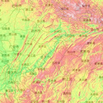 Topografische Karte 三峡水库, Höhe, Relief