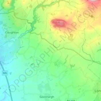 Topografische Karte Goosnargh, Höhe, Relief