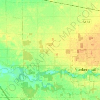 Topografische Karte Frankenmuth Township, Höhe, Relief