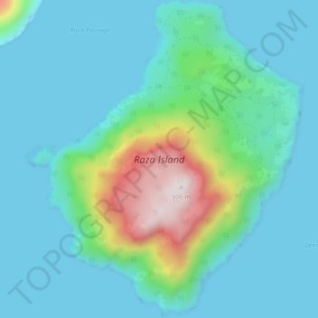 Topografische Karte Raza Island, Höhe, Relief