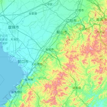 Topografische Karte 鞍山市, Höhe, Relief
