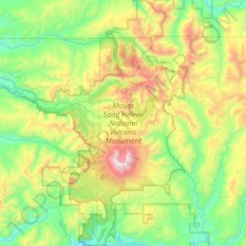 Topografische Karte Mount Saint Helens National Volcanic Monument, Höhe, Relief