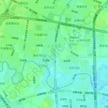 Topografische Karte 光华街道, Höhe, Relief