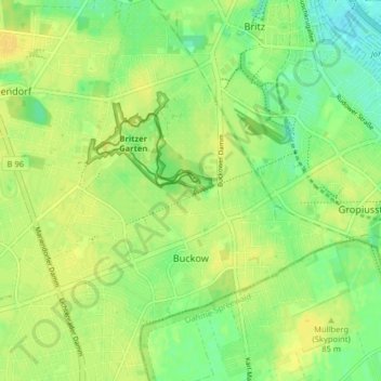 Topografische Karte Buckow, Höhe, Relief