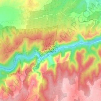 Topografische Karte Réserve naturelle des Gorges du Gardon, Höhe, Relief