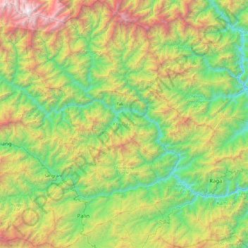Topografische Karte Kra Daadi District, Höhe, Relief