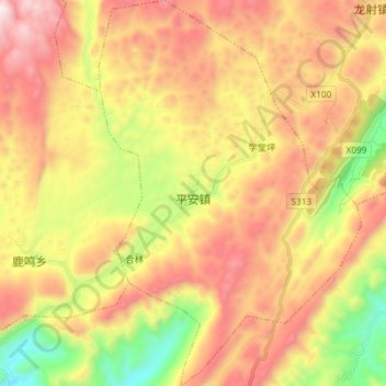 Topografische Karte 平安镇, Höhe, Relief