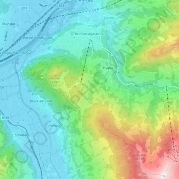 Topografische Karte Reith im Alpbachtal, Höhe, Relief