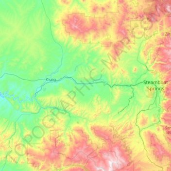 Topografische Karte Yampa River State Park, Höhe, Relief