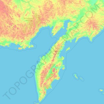 Topografische Karte Region Kamtschatka, Höhe, Relief