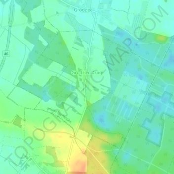 Topografische Karte Groditz Zwei, Höhe, Relief