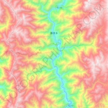 Topografische Karte 康普乡, Höhe, Relief