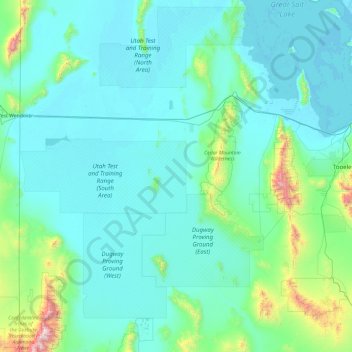 Topografische Karte Tooele County, Höhe, Relief