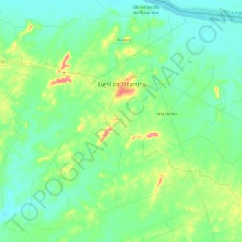 Topografische Karte Buriti do Tocantins, Höhe, Relief
