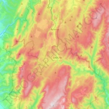 Topografische Karte Anina, Höhe, Relief