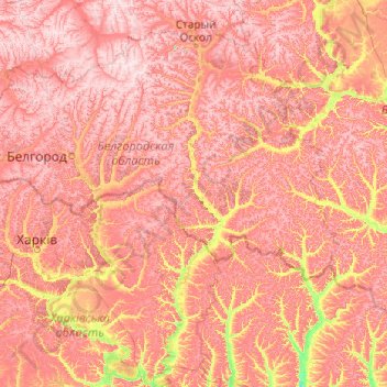 Topografische Karte Оскол, Höhe, Relief