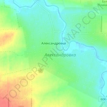 Topografische Karte Александровка, Höhe, Relief