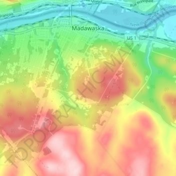 Topografische Karte Madawaska, Höhe, Relief