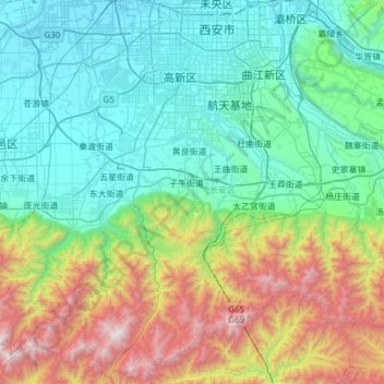 Topografische Karte 长安区, Höhe, Relief