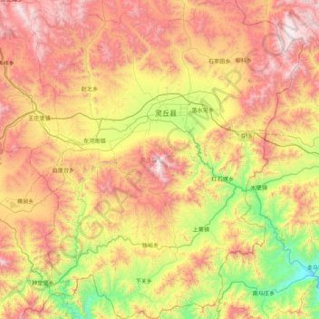 Topografische Karte 灵丘县, Höhe, Relief