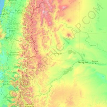 Topografische Karte Neuquén, Höhe, Relief