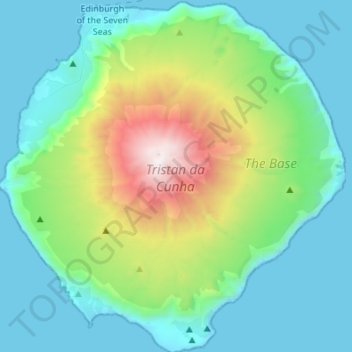 Topografische Karte Tristan da Cunha, Höhe, Relief