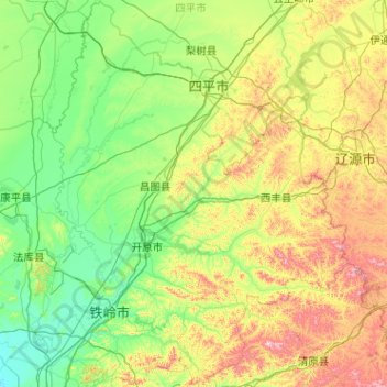Topografische Karte 铁岭市, Höhe, Relief