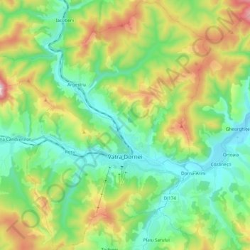 Topografische Karte Vatra Dornei, Höhe, Relief