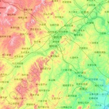 Topografische Karte 朝阳县, Höhe, Relief