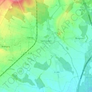 Topografische Karte Saint-Julien, Höhe, Relief
