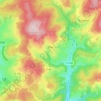 Topografische Karte Thel, Höhe, Relief