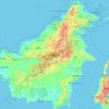 Topografische Karte Borneo, Höhe, Relief