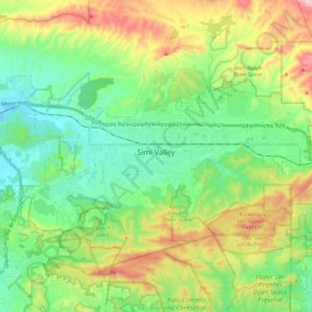 Topografische Karte Simi Valley, Höhe, Relief